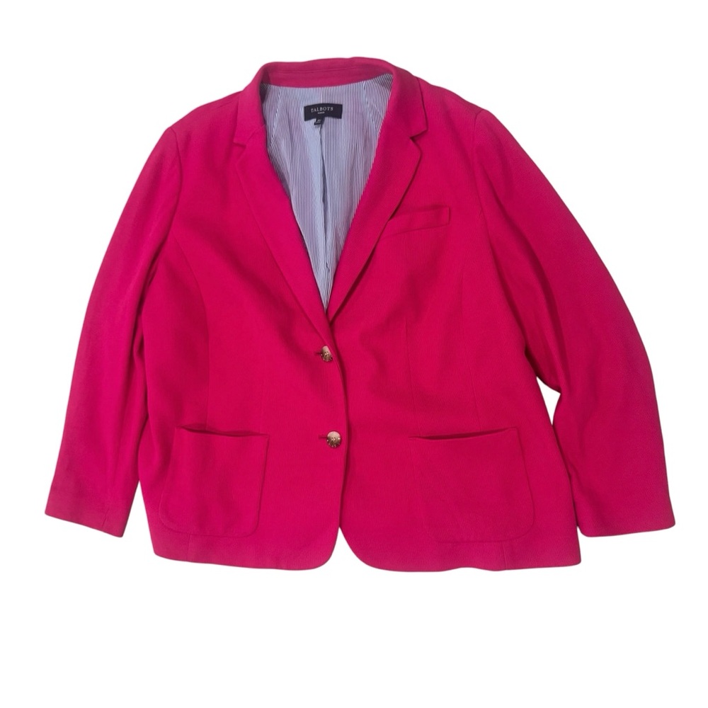 Talbots Woman Ribbed Knit Hot Pink Blazer Jacket size 18W